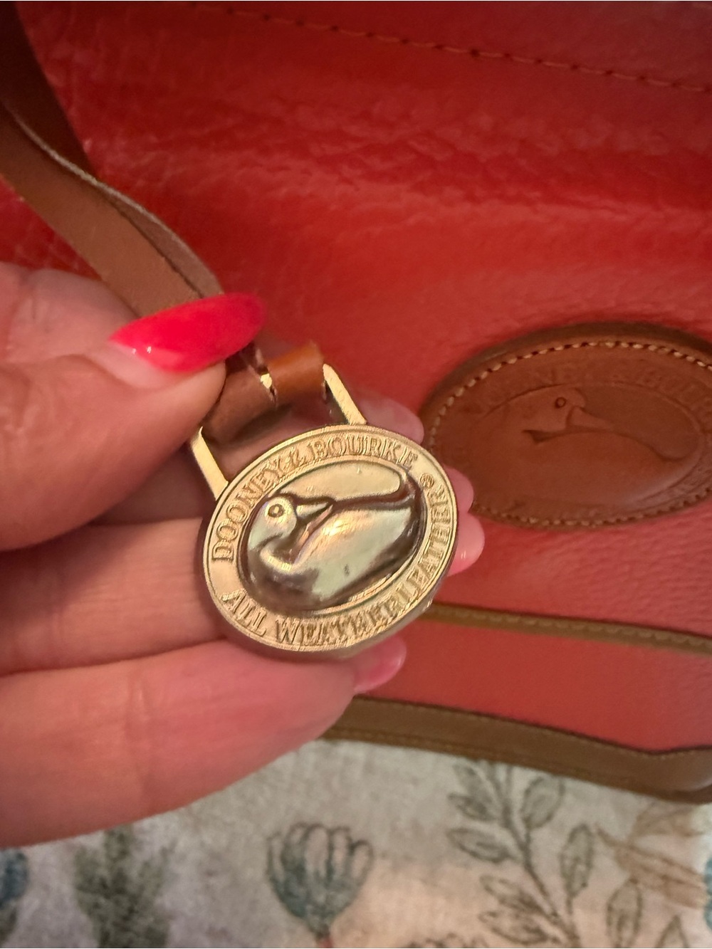 Dooney & Bourke Red and Brown Leather Messenger Bag - Picture 8 of 15